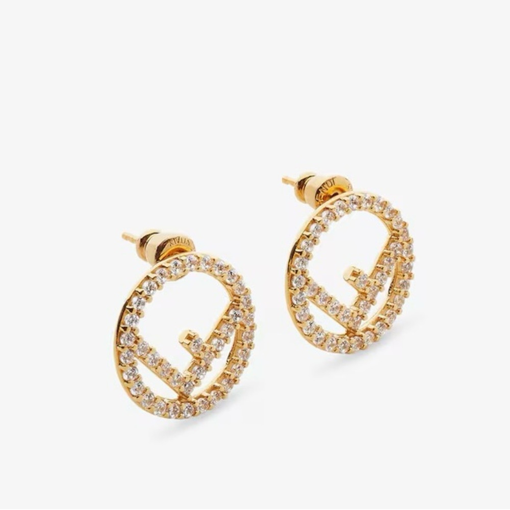 F is Fendi Gold Earrings - Picture 2 of 7